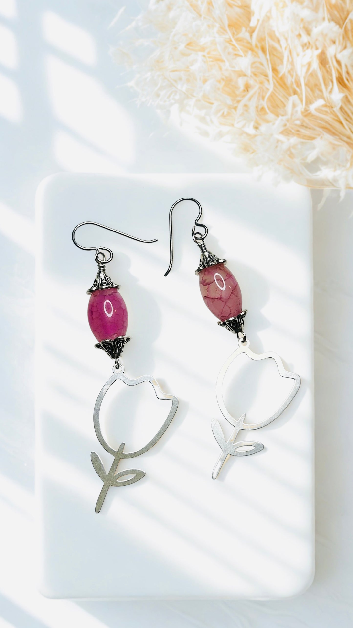 Raspberry Bloom Statement Earrings