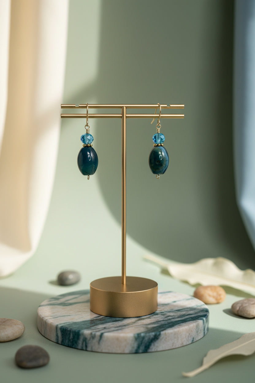 Blue Horizon Gold Earrings