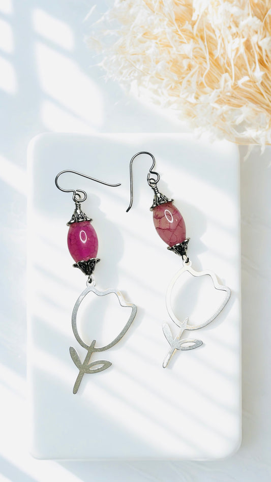 Raspberry Bloom Statement Earrings