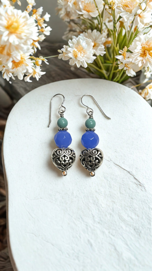 Aqua Heart Earrings