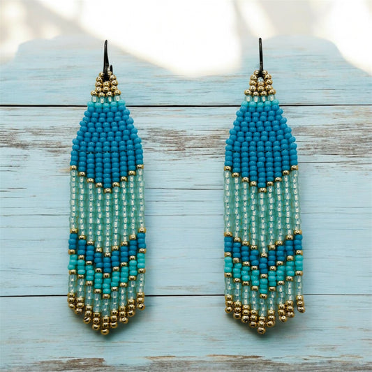 ✨ Aqua Sunrise Fringe Earrings✨