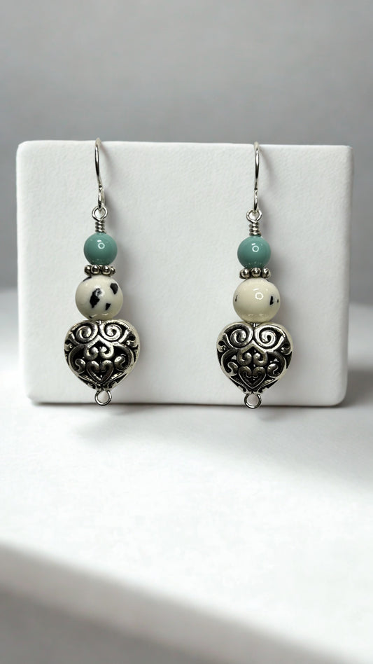Dalmatian Heart Earrings