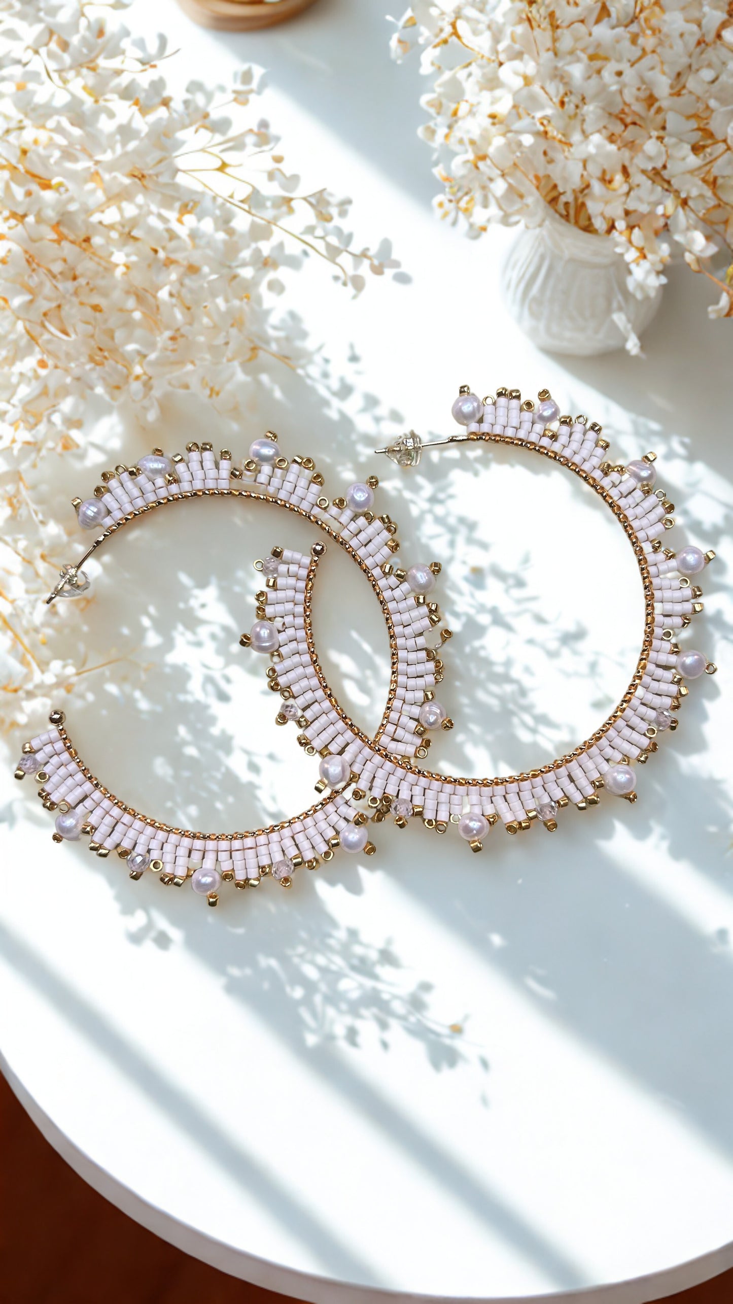 Reina Pearl Hoops