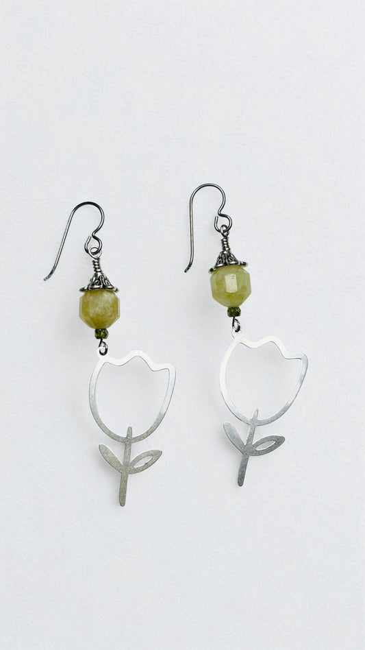 Olive Aura Statement Earrings