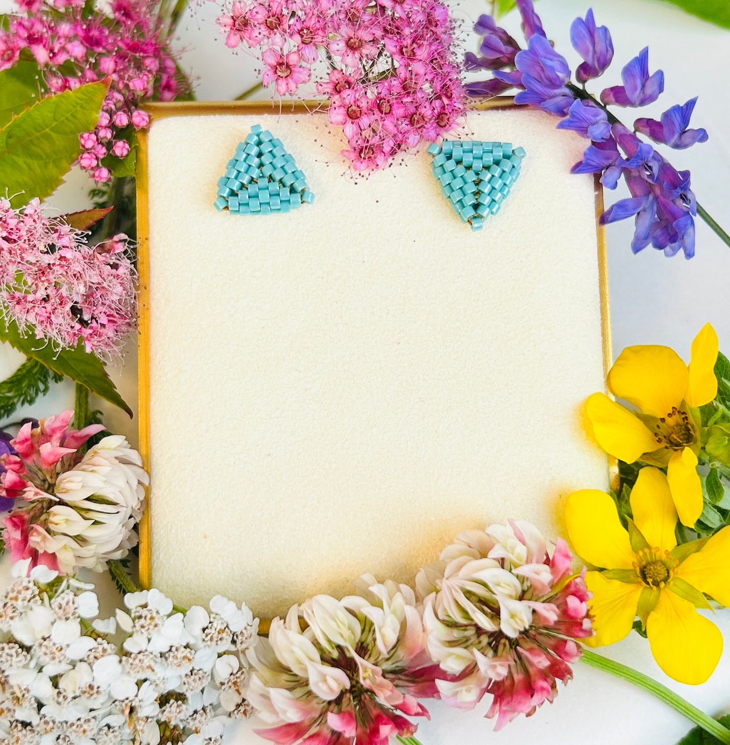 Triangulitos Stud Earrings Collection Turquoise Rainbow