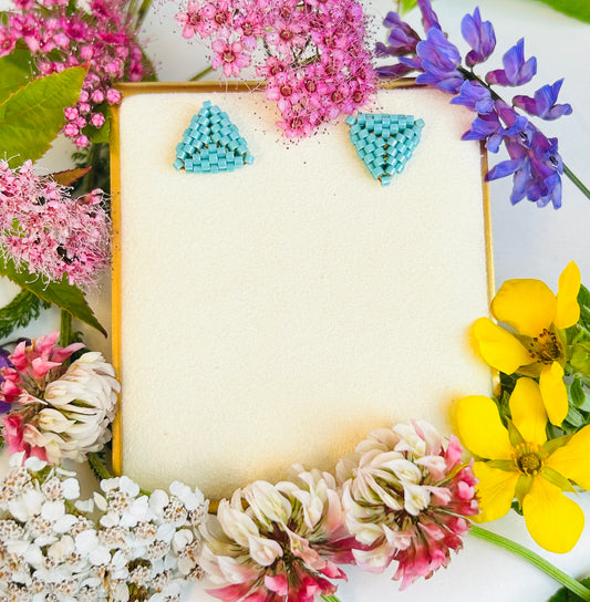 Triangulitos Stud Earrings Collection Turquoise Rainbow