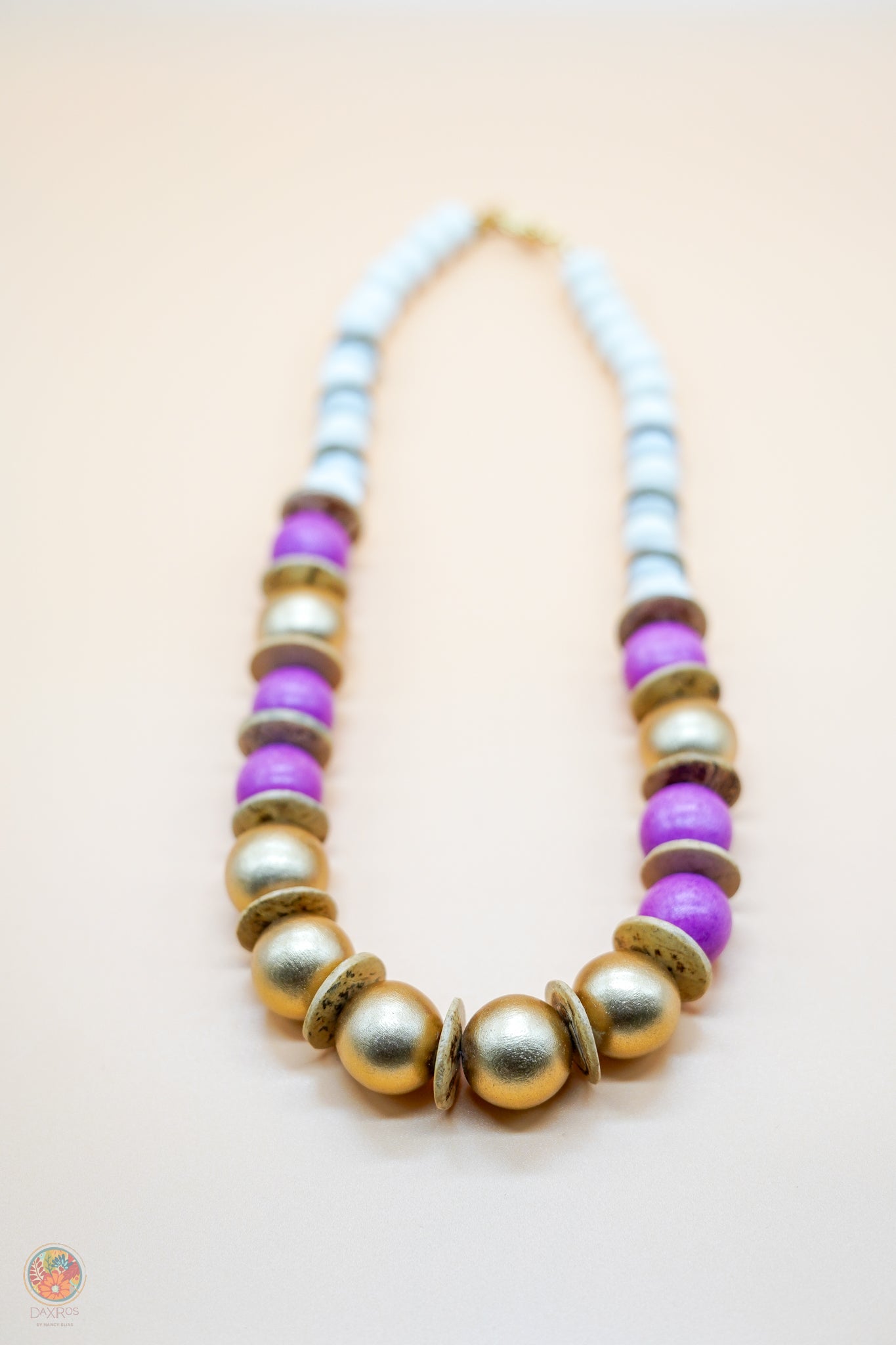 White  Kente Krobo Bead Necklace