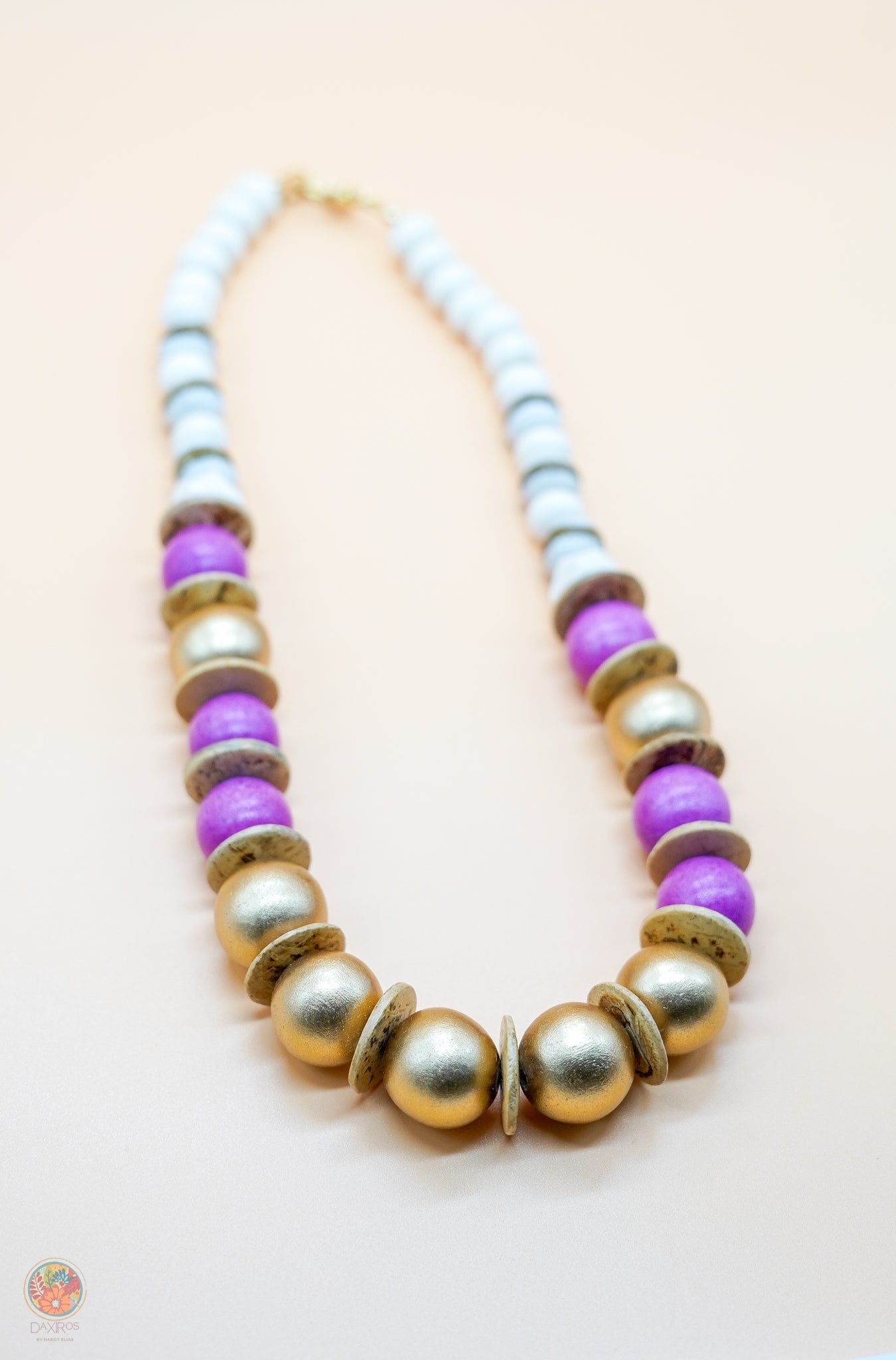 White  Kente Krobo Bead Necklace