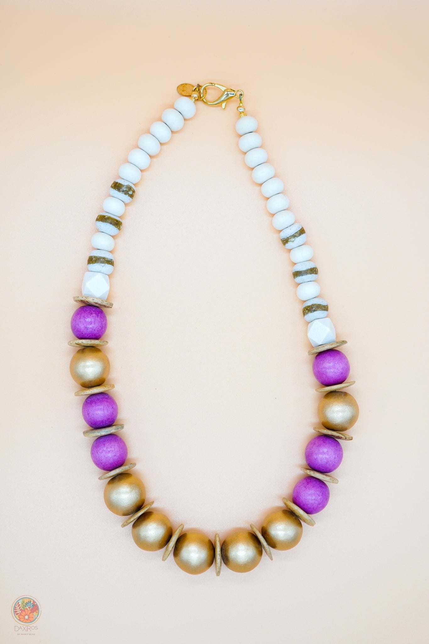 White  Kente Krobo Bead Necklace