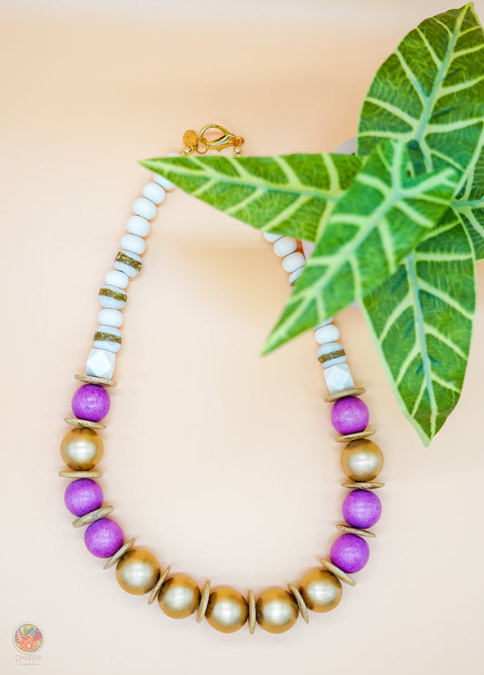 White  Kente Krobo Bead Necklace
